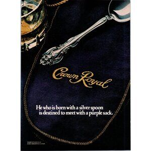 1981 Crown Royal Canadian Whisky Silver Spoon Vintage Print Ad Whiskey Wall Art